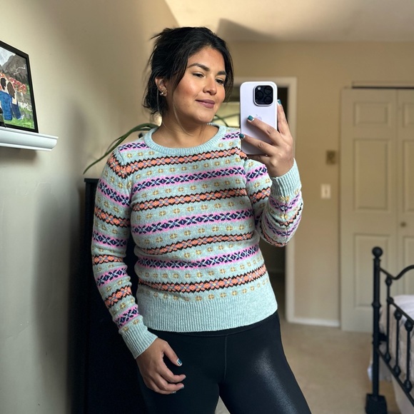 J. Crew Sweaters - J. Crew lamb wool holiday multi color crewneck sweater small